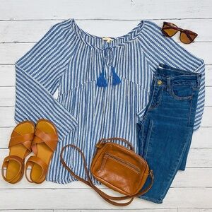 Old Navy | Blue and White Striped Blouse